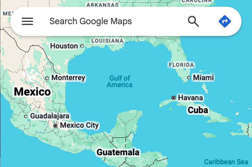 Esta imagen de Google Maps desde un buscador localizado en Nuva York muestra el nombre "Golfo...