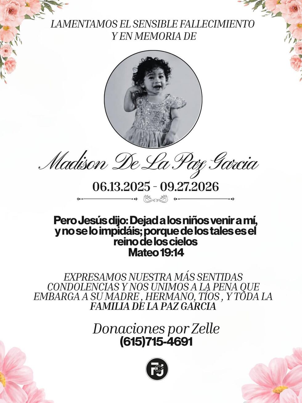 La menor fue identificada por las autoridades como Madisson A. De La Paz Garcia.
